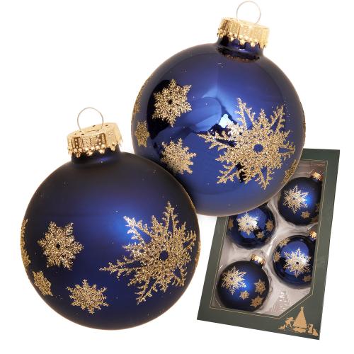 Weihnachtskugel Schneeflocke blau 7cm