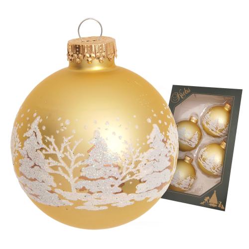 Weihnachtskugel Winterwald gold 7cm