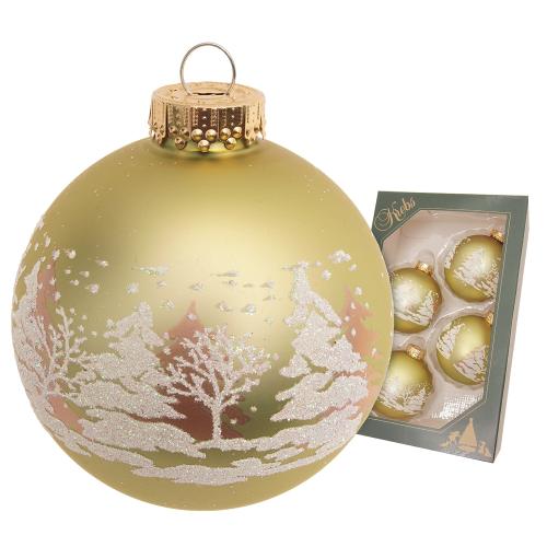 Weihnachtskugel Winterwald gold 7cm