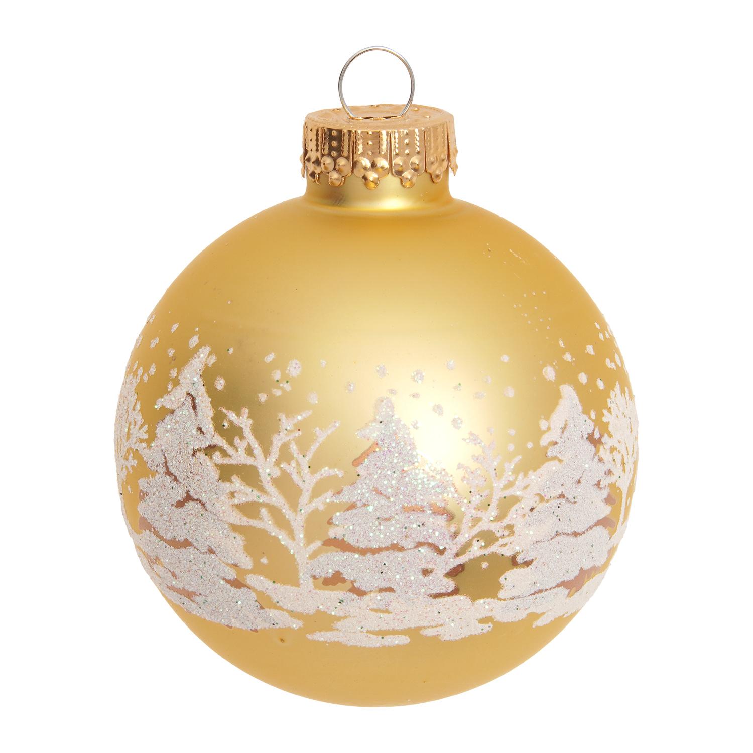 Weihnachtskugeln Winterwald Goldfarbig 7cm