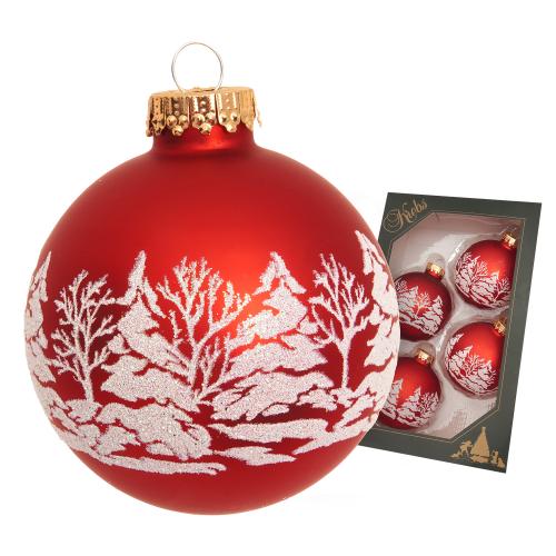 Weihnachtskugel Winterwald rot 7cm