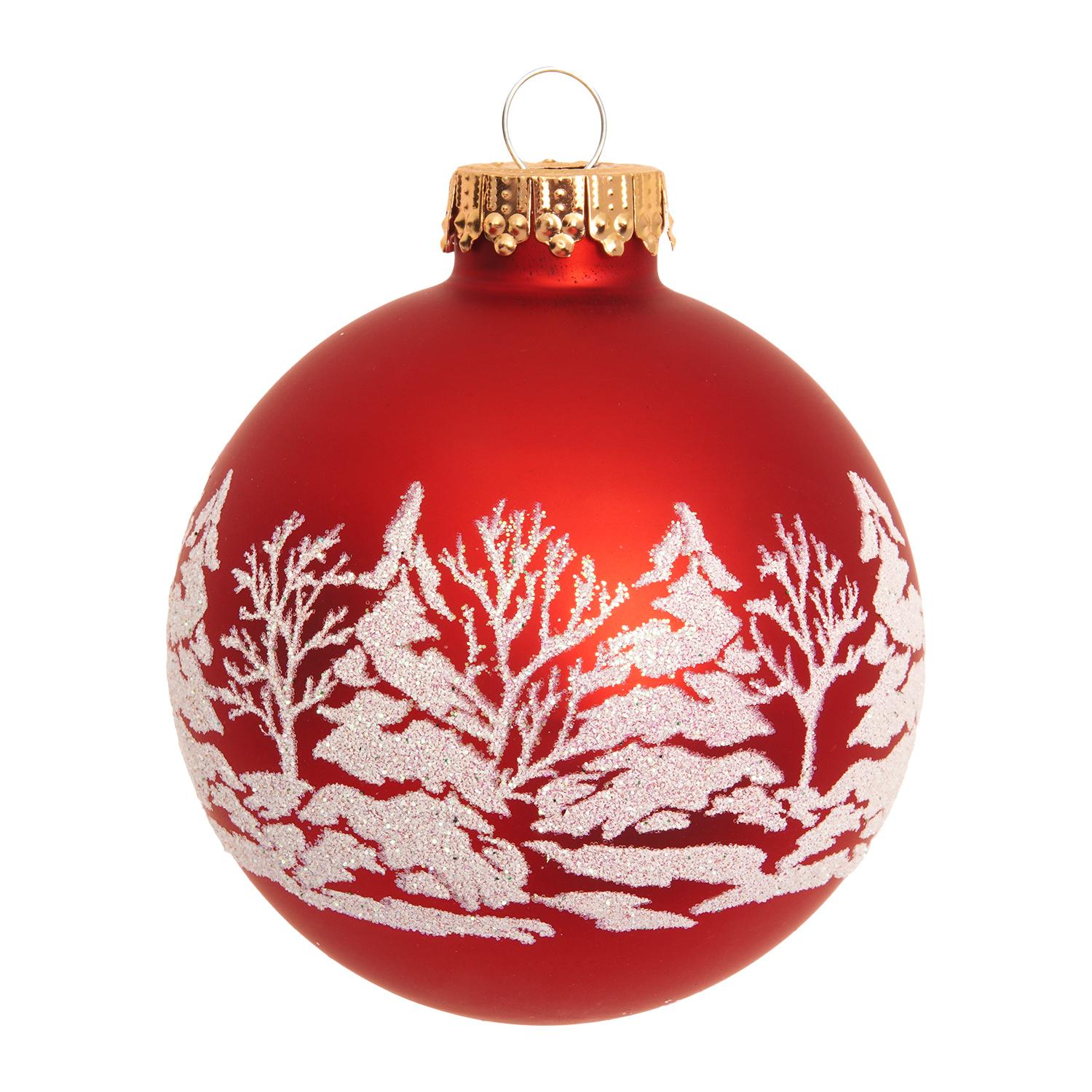 Weihnachtskugeln Winterwald Rot 7cm