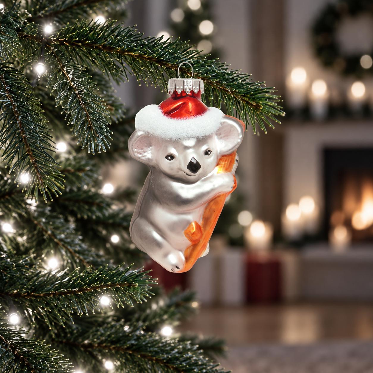 Baumschmuck Koala mit M�tze Silberfarbig 12cm