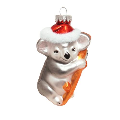 Baumschmuck Koala mit Santa Hut silber 11cm