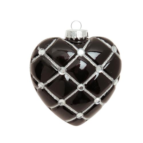 Baumschmuck Herz mit Strassteinen schwarz 10cm