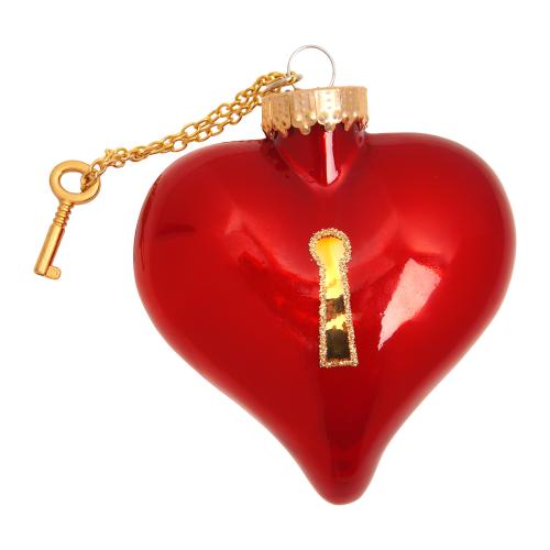 Baumschmuck Herz mit Schl�sselkette Rot 10cm