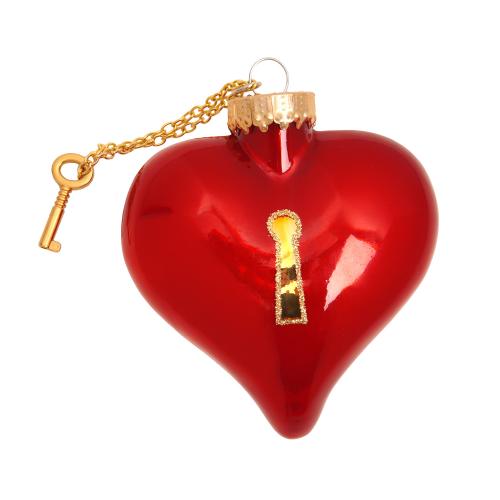 Baumschmuck Herz mit Schlsselkette rot 8cm