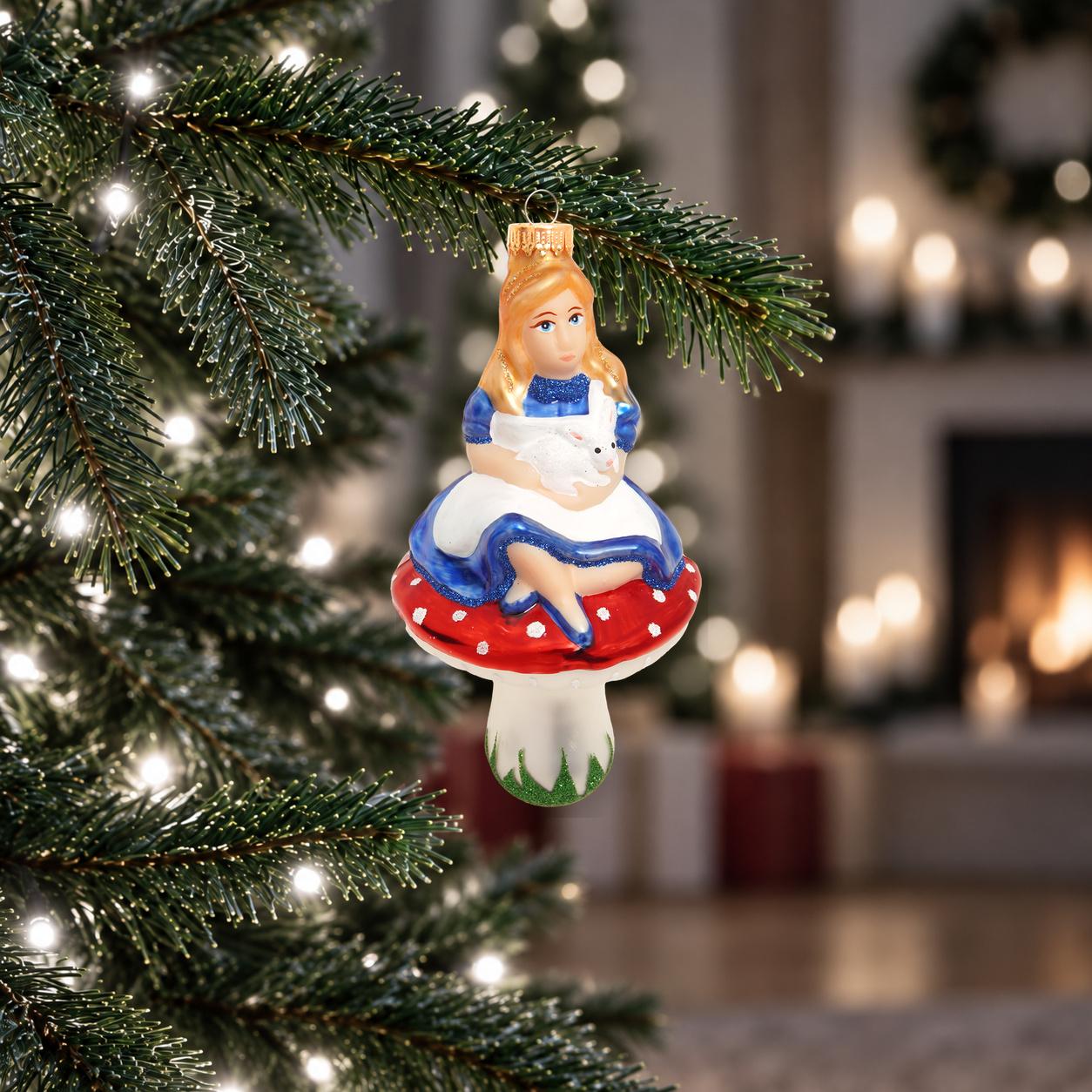 Baumschmuck Alice auf dem Pilz Mehrfarbig 15cm