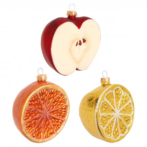 Baumschmuck Obst-Set Mehrfarbig 8cm