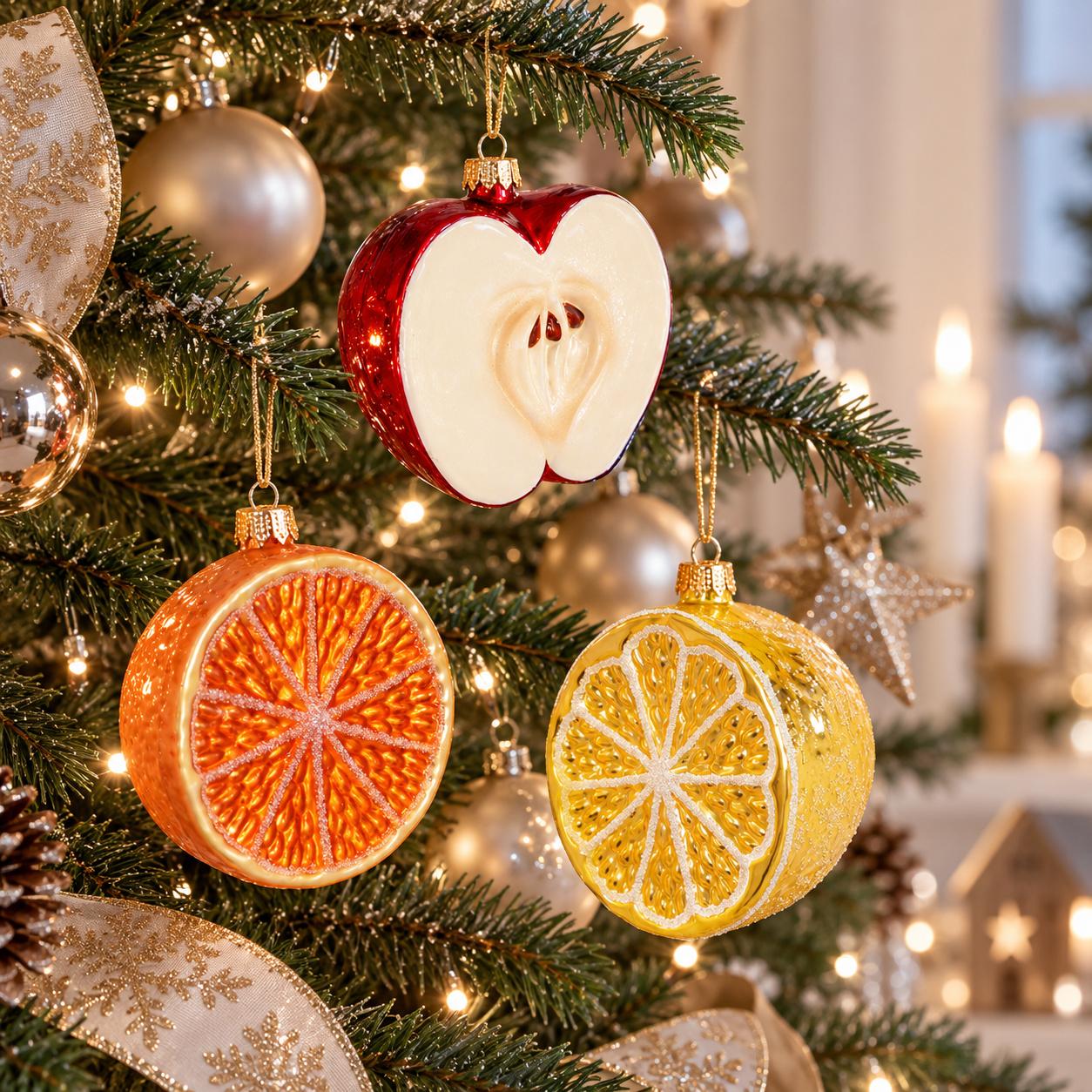 Baumschmuck Obst-Set Mehrfarbig 8cm