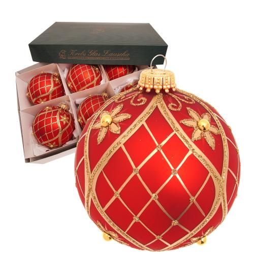 Weihnachtskugel Dekor Perle rot 8cm