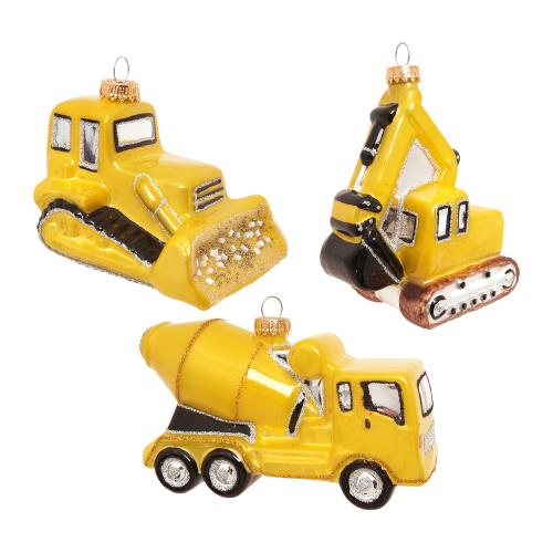 Baumschmuck Baustellenfahrzeuge Gelb 12cm