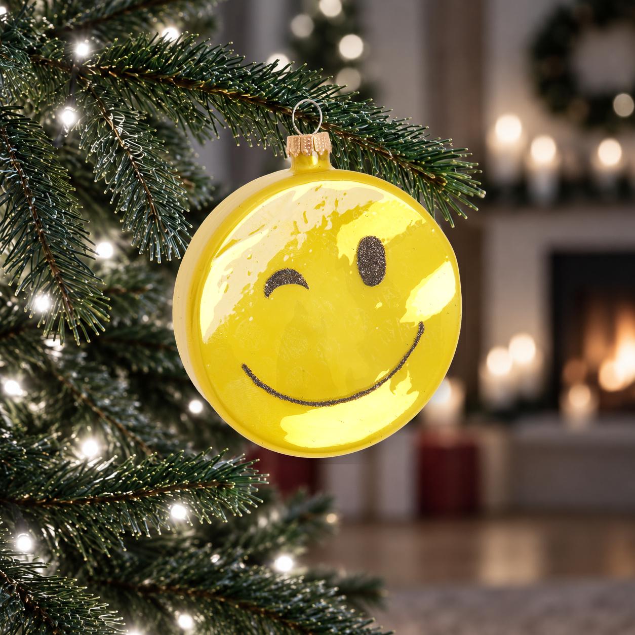 Baumschmuck Smiley Taler Gelb 8cm