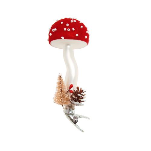 Baumschmuck Fliegenpilz auf Klipp rot 10cm