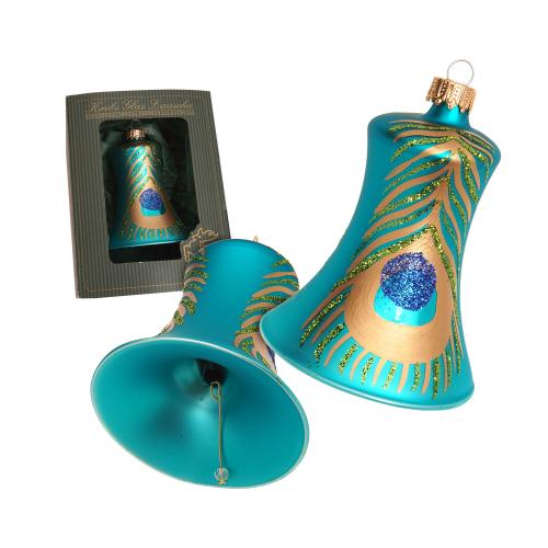 Baumschmuck Glocke Pfau trkis 7cm