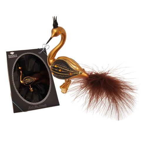 Baumschmuck Schwan mit Glas Krone Goldfarbig 11cm