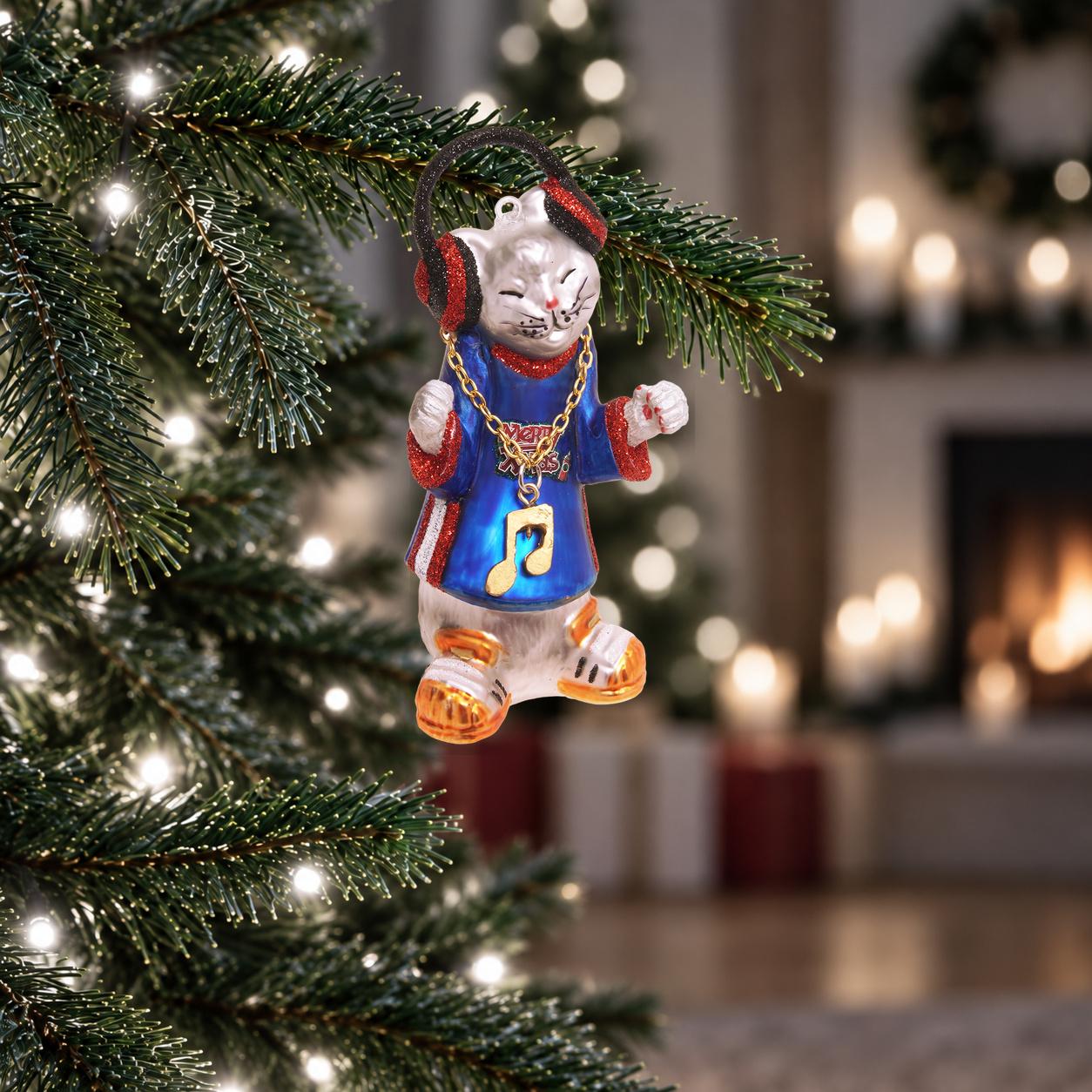 Baumschmuck DJ-Kater Mehrfarbig 13cm