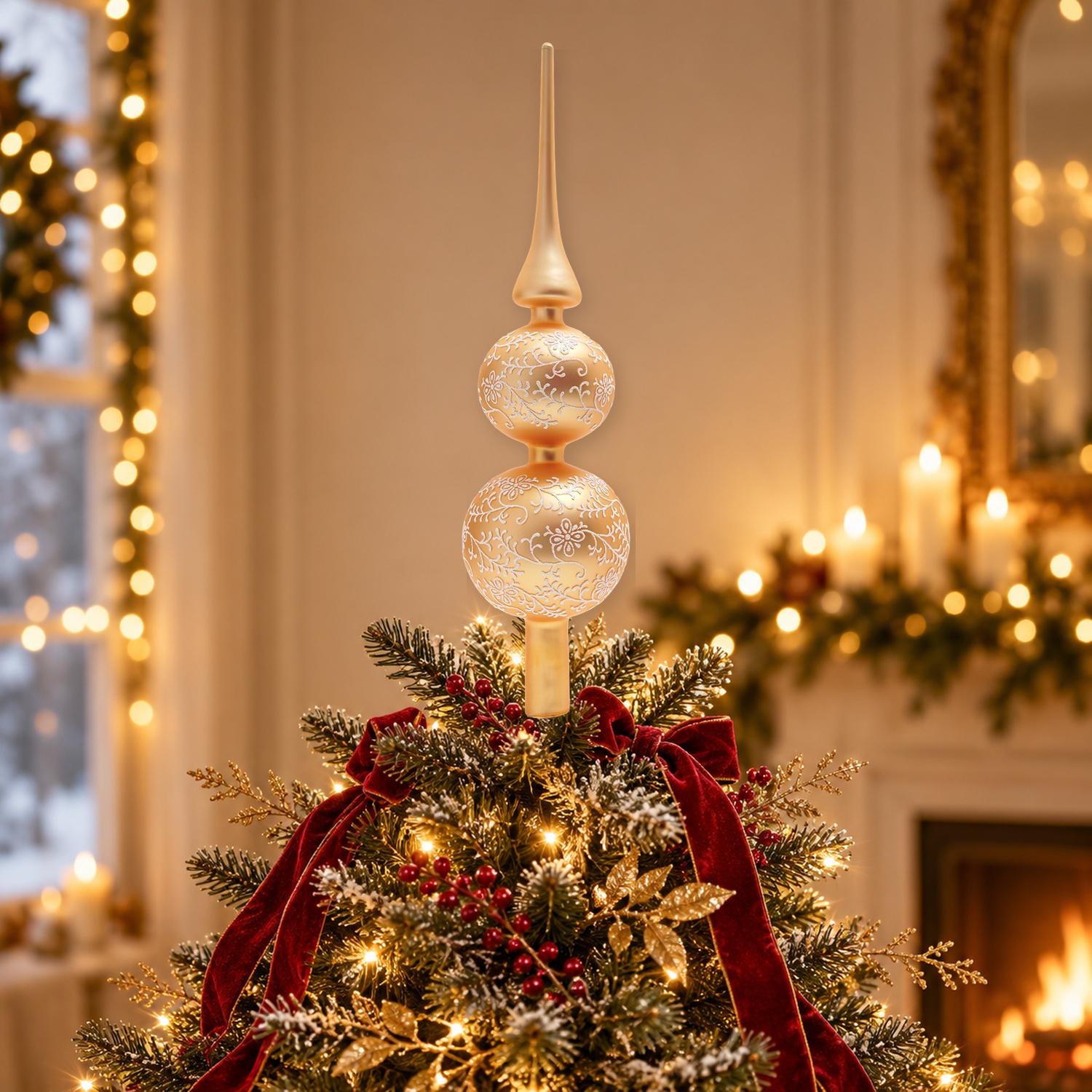 Baumspitze Rankendekor Matt Goldfarbig 33cm