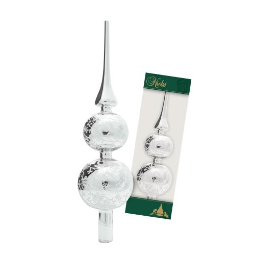 Baumspitze Rankendekor Glanz Silberfarbig 33cm
