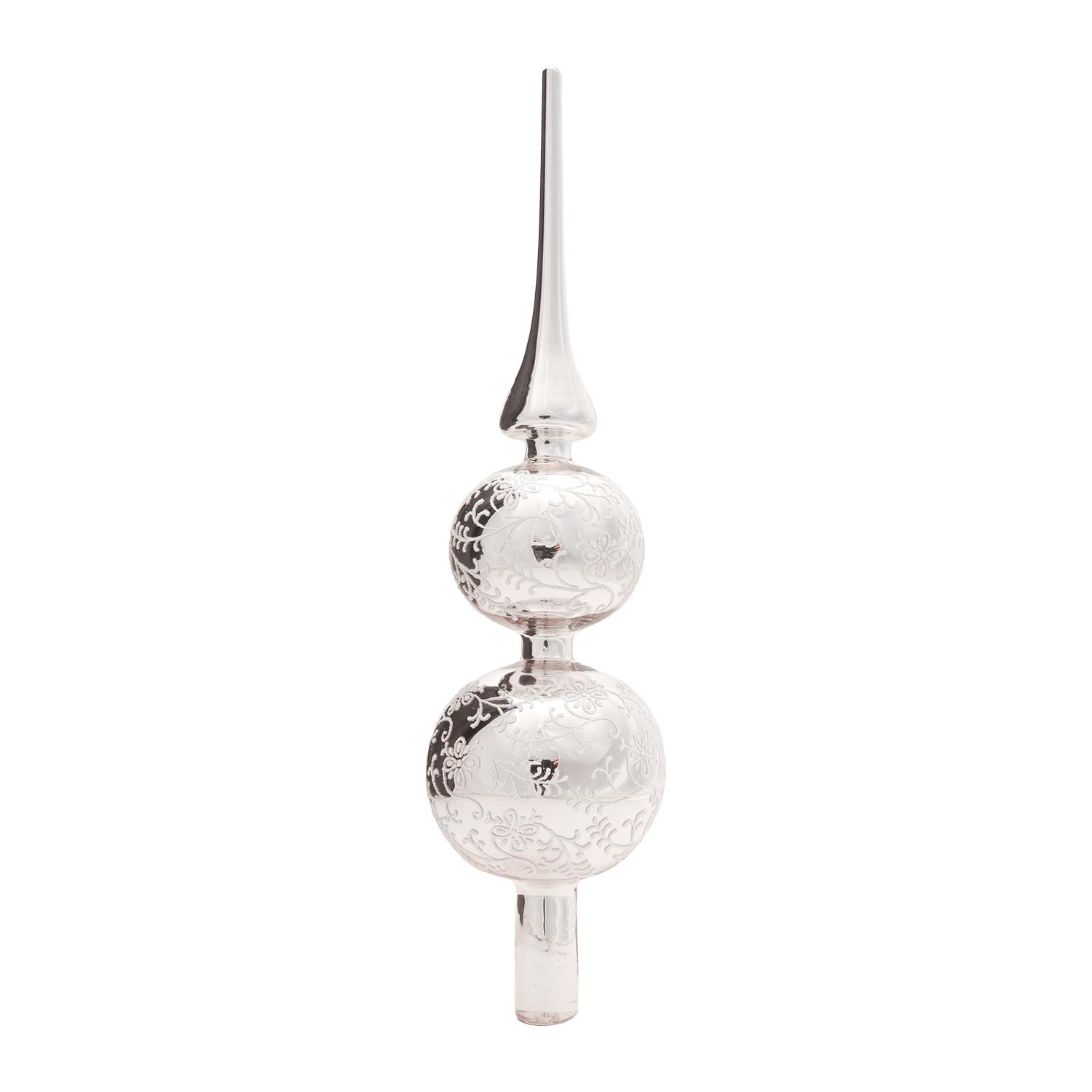 Baumspitze Rankendekor Glanz Silberfarbig 33cm