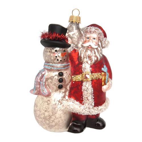 Baumschmuck Santa und Schneemann Nostalgisch Mehrfarbig 13cm