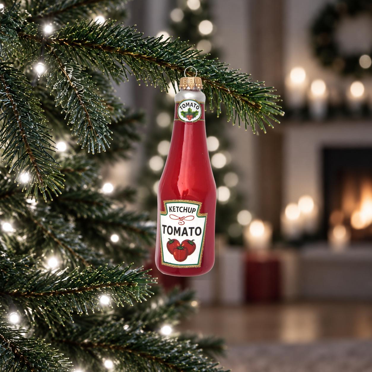 Baumschmuck Ketchup Flasche Rot 13cm