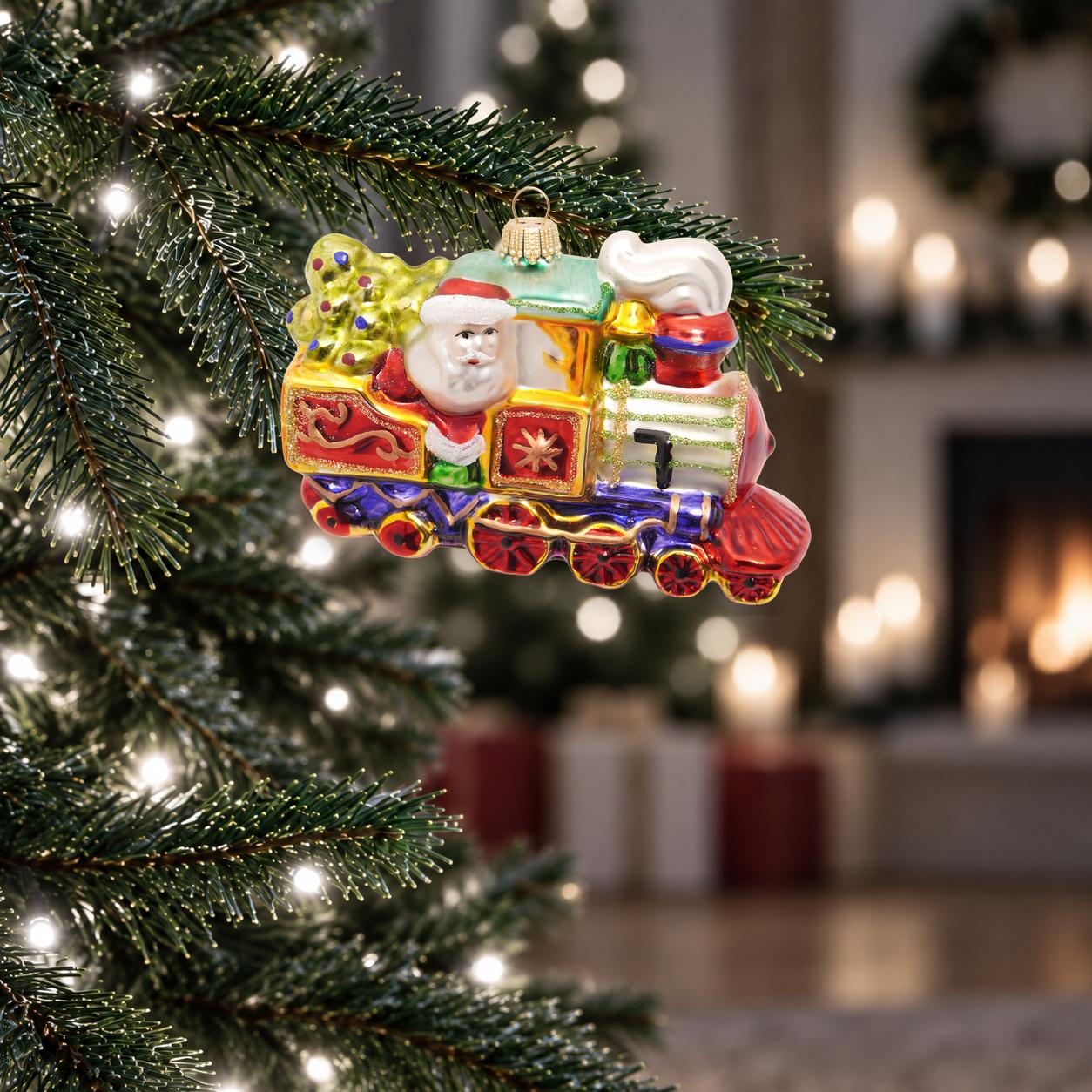 Baumschmuck Santas Lokomotive Mehrfarbig 12cm