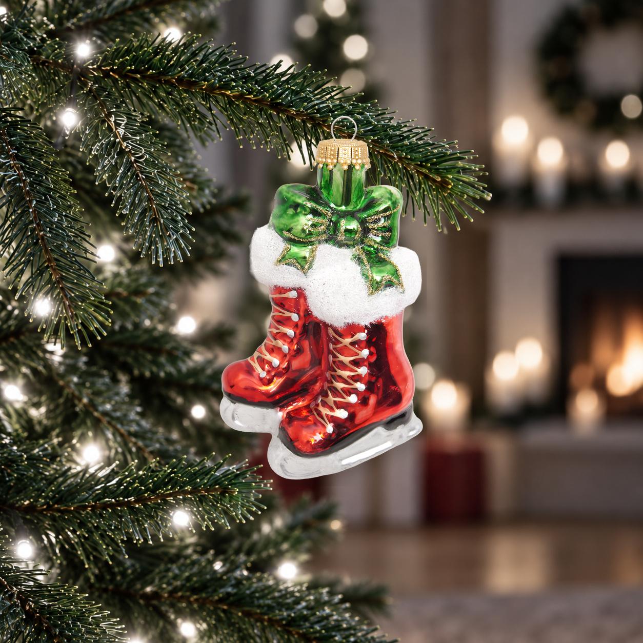 Baumschmuck Weihnachtsschlittschuhe Rot 11cm