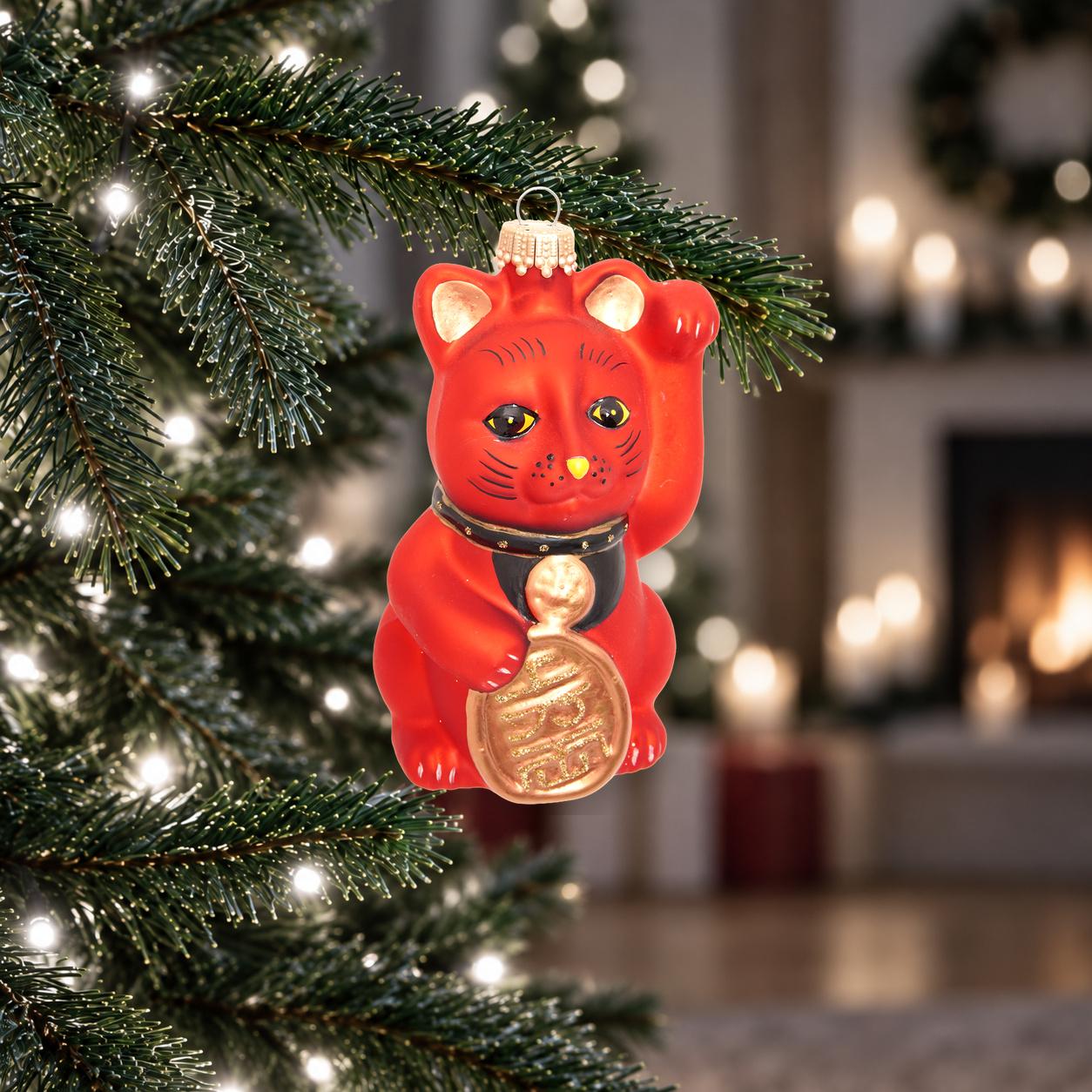 Baumschmuck Maneki-Neko Rot 11cm