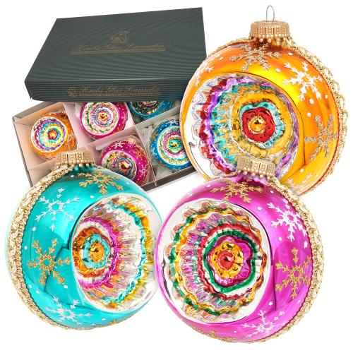 Weihnachtskugeln Reflexkugeln Schneeflocke Mehrfarbig 8cm