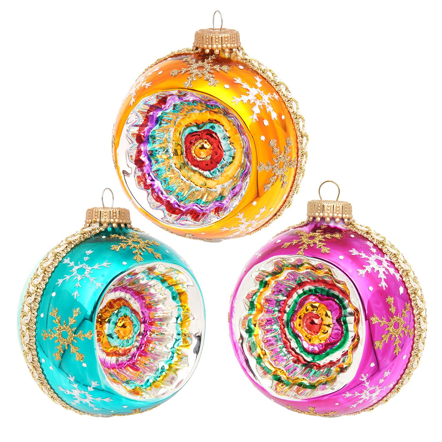 Weihnachtskugeln Reflexkugeln Schneeflocke Mehrfarbig 8cm