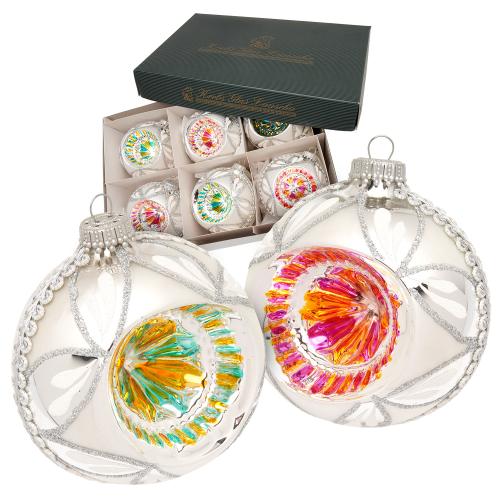 Weihnachtskugeln Reflexkugeln Sonne Wei� 8cm