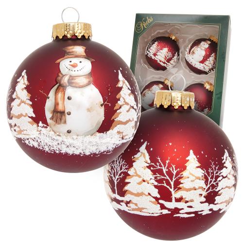Weihnachtskugeln Schneeman Mr. Frost Rot 8cm