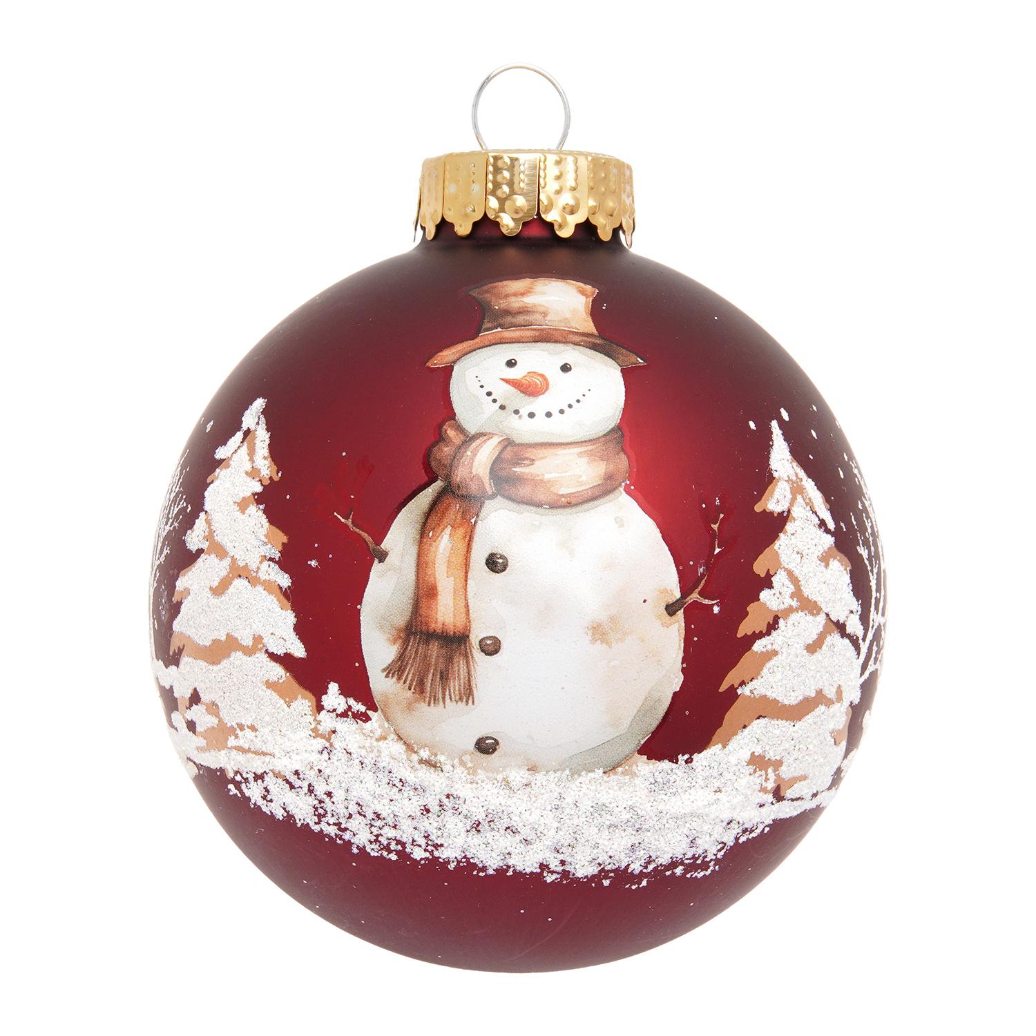 Weihnachtskugeln Schneeman Mr. Frost Rot 8cm