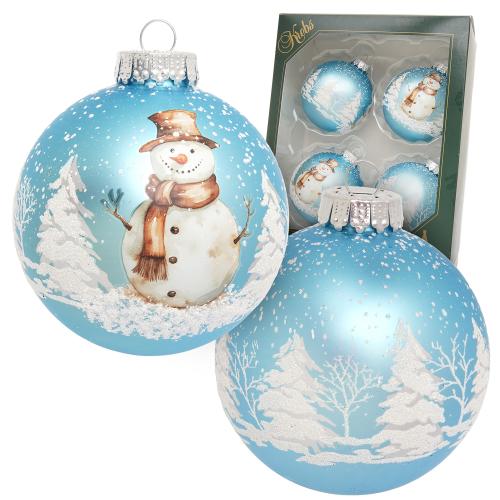 Weihnachtskugeln Schneeman Mr. Frost Blau 8cm