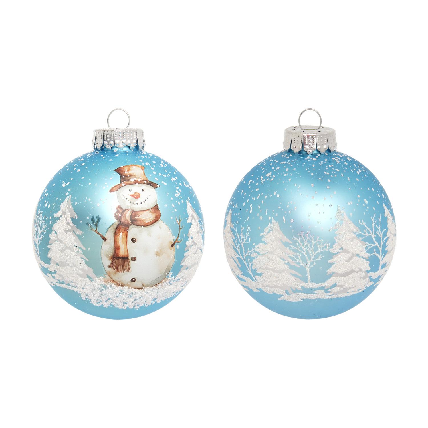Weihnachtskugeln Schneeman Mr. Frost Blau 8cm