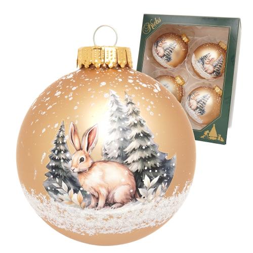 Weihnachtskugeln Hoppi der Waldhase Goldfarbig 8cm