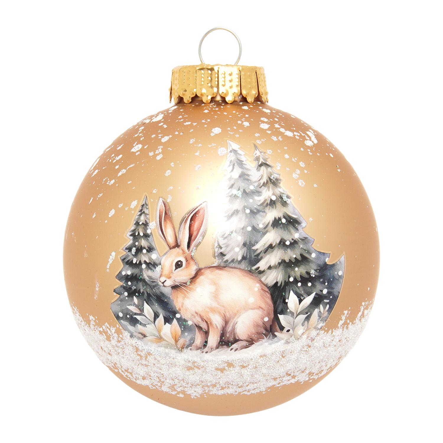 Weihnachtskugeln Hoppi der Waldhase Goldfarbig 8cm