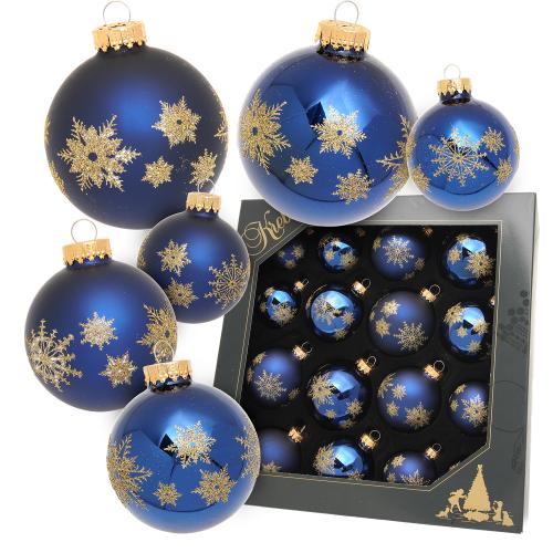 Weihnachtskugeln Schneeflocken Blau 7cm