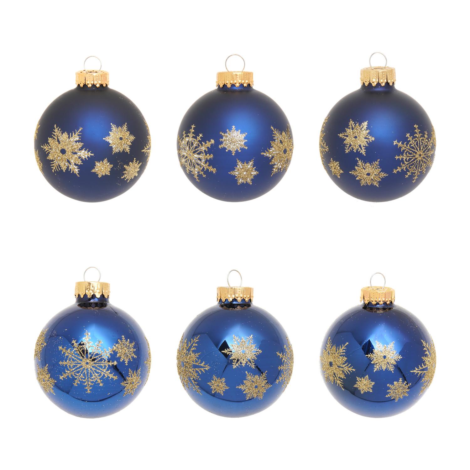 Weihnachtskugeln Schneeflocken Blau 7cm