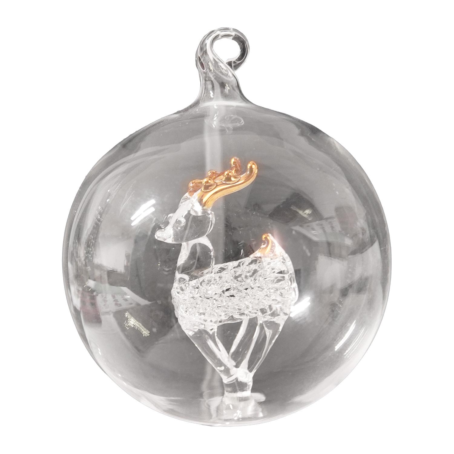 Weihnachtskugel Rentier Transparent 8cm