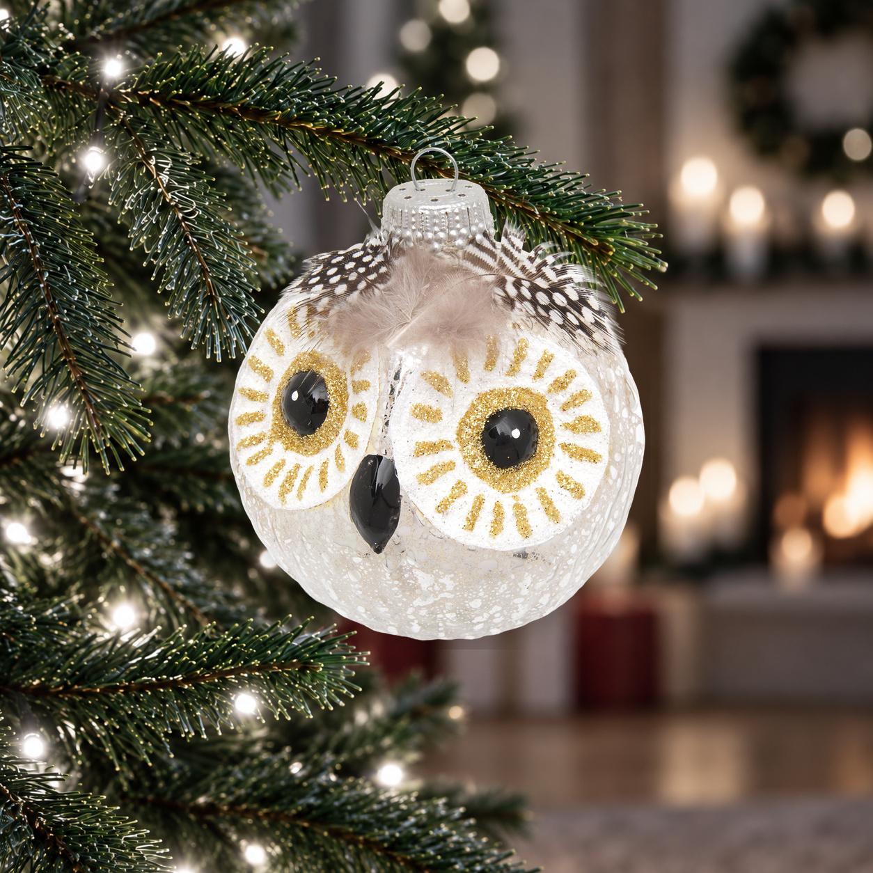 Baumschmuck Eule Antik Silberfarbig 8cm