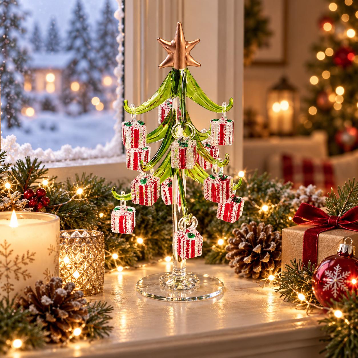 Weihnachtsdekoration Kristallbaum mit Geschenken Transparent 20cm
