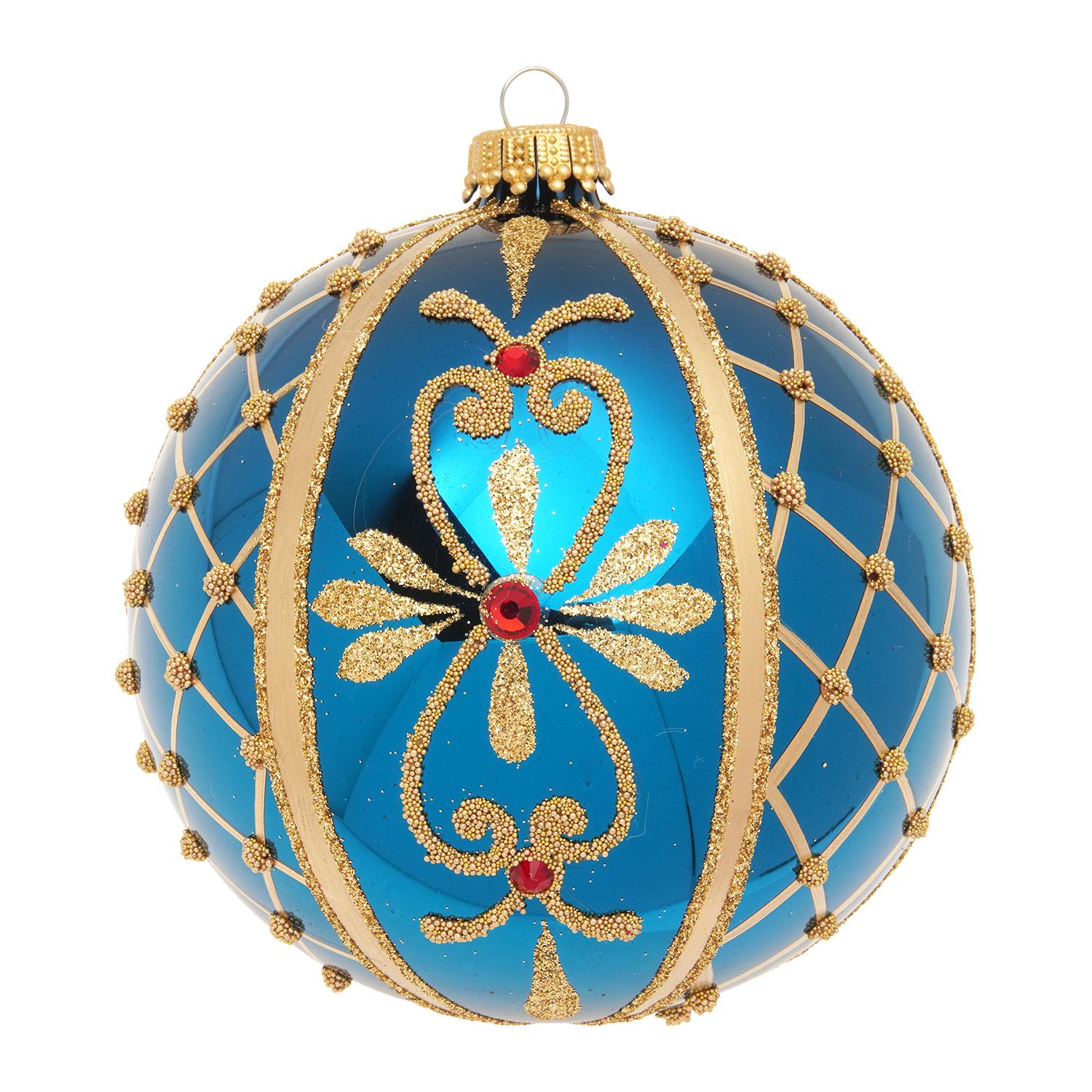 Weihnachtskugel Cerio Blau 10cm