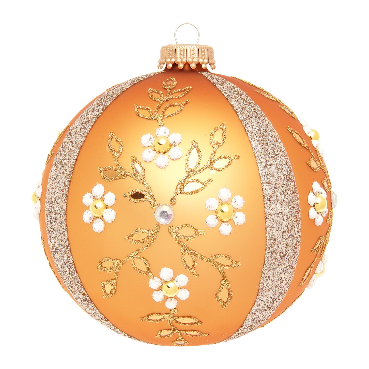 Weihnachtskugel Bl�tentanz Goldfarbig 10cm