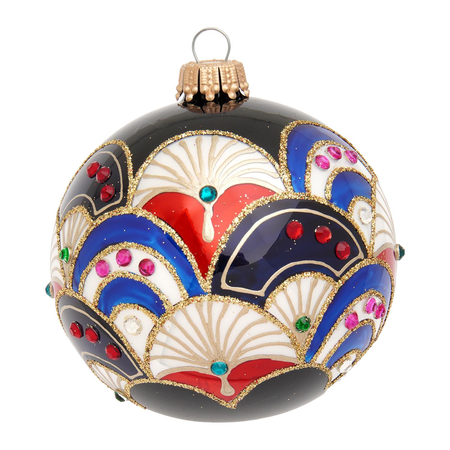 Weihnachtskugel Stilisiertes Seigaiha Mehrfarbig 10cm