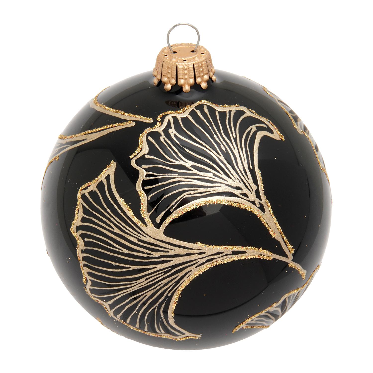Weihnachtskugeln Ginko Schwarz 8cm