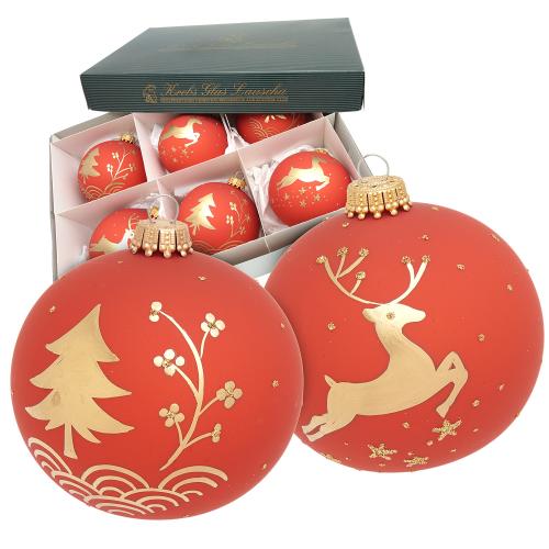 Weihnachtskugeln Wald Rentier Rot 8cm