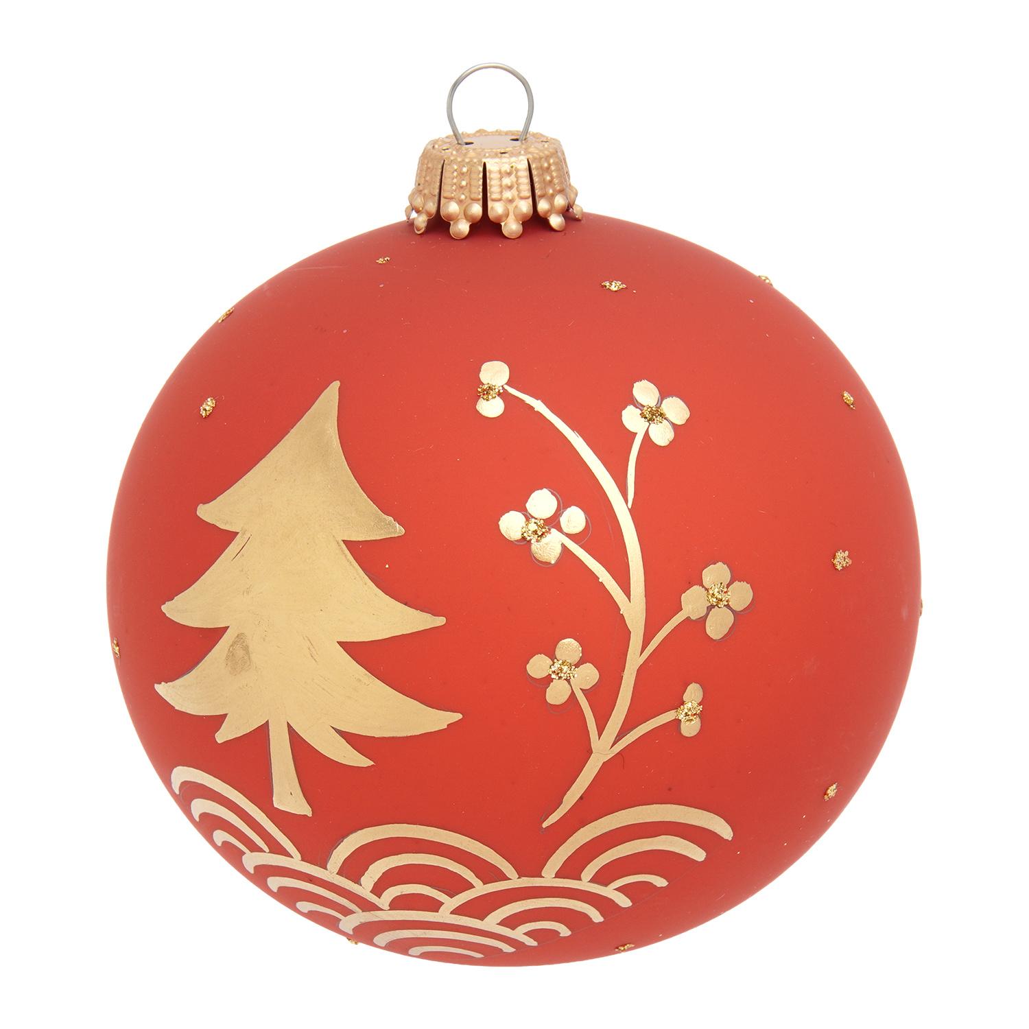 Weihnachtskugeln Wald Rentier Rot 8cm