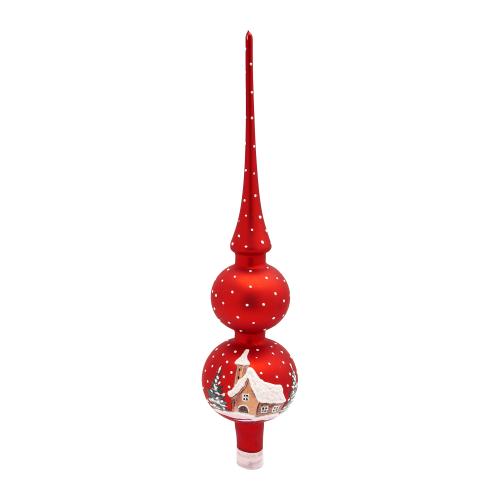 Baumspitze Verschneite Kirche Rot 31cm
